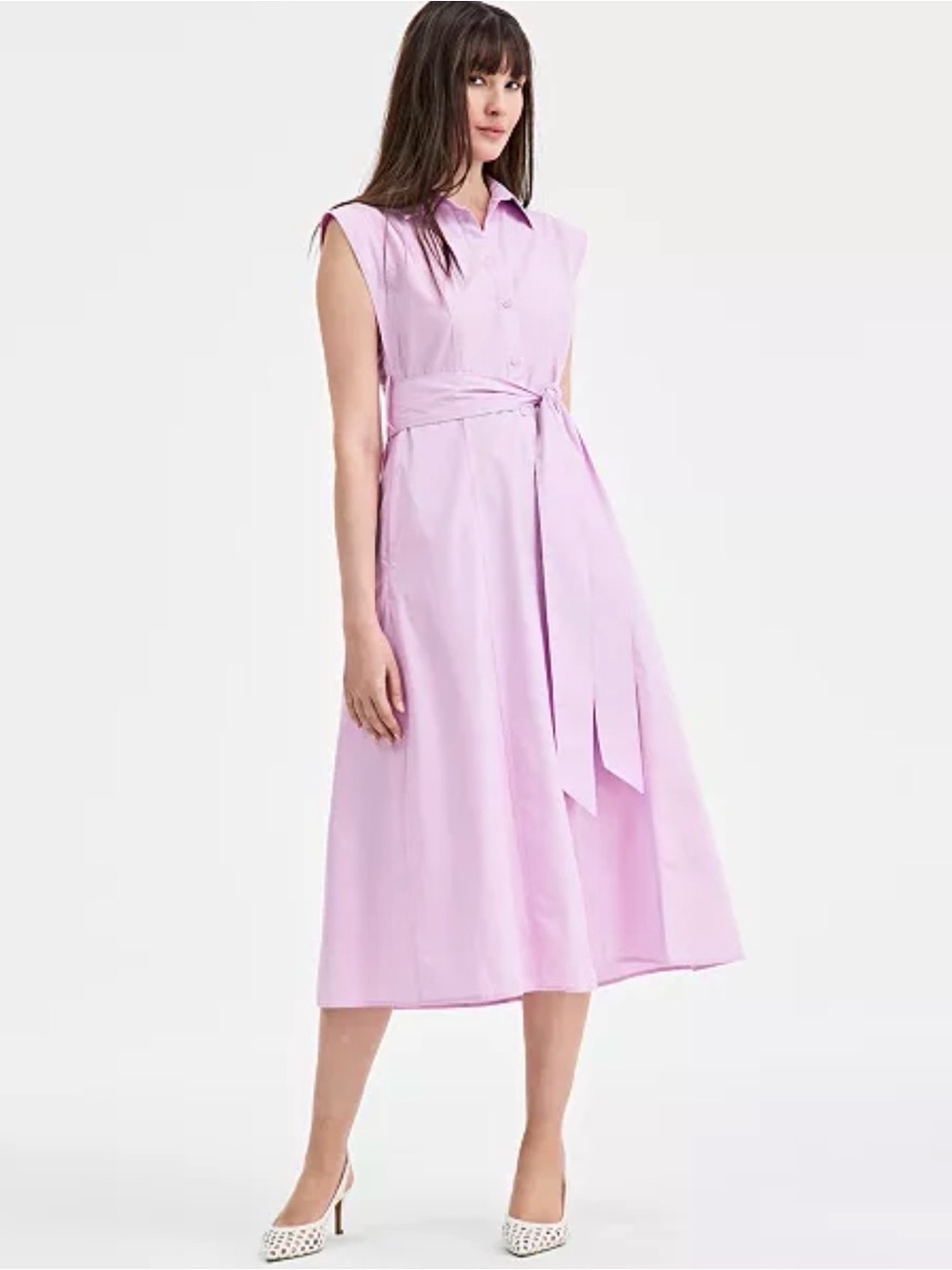 On 34th Women's Cotton Belted Midi Shirtdress - M
